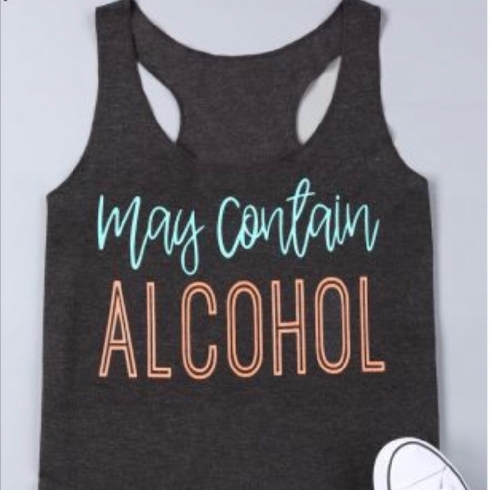 May Contain Alcohol Dark Grey Tank